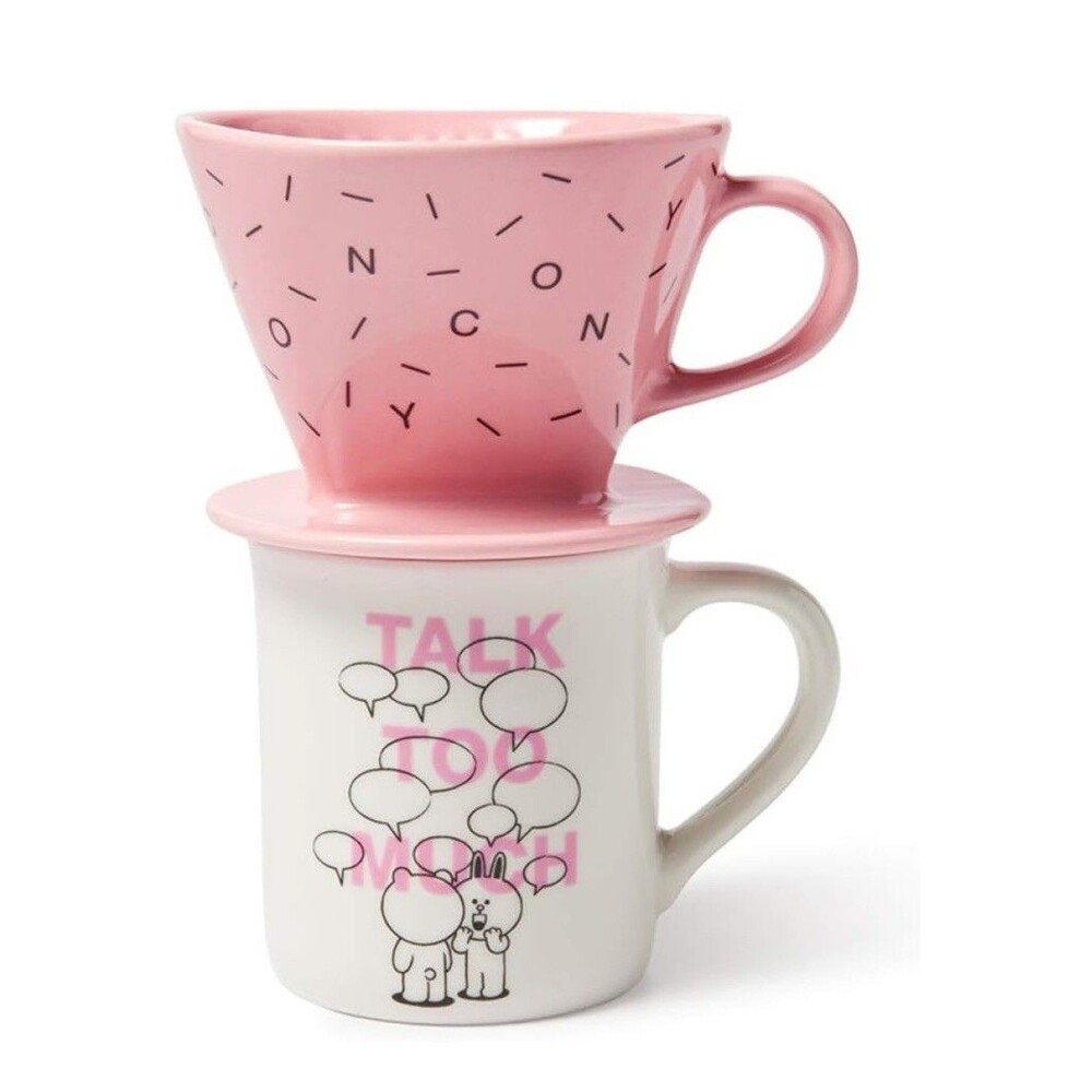 NIB Line Friends Brown & friends x Helvetica CONY Pour Over Dripper Mug Set RARE